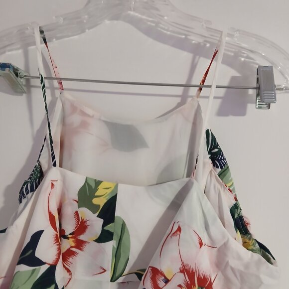 Banana Republic  Women's  White Tropical Floral Flutter Sleeve Top SZ S  GUC - Picture 5 of 11